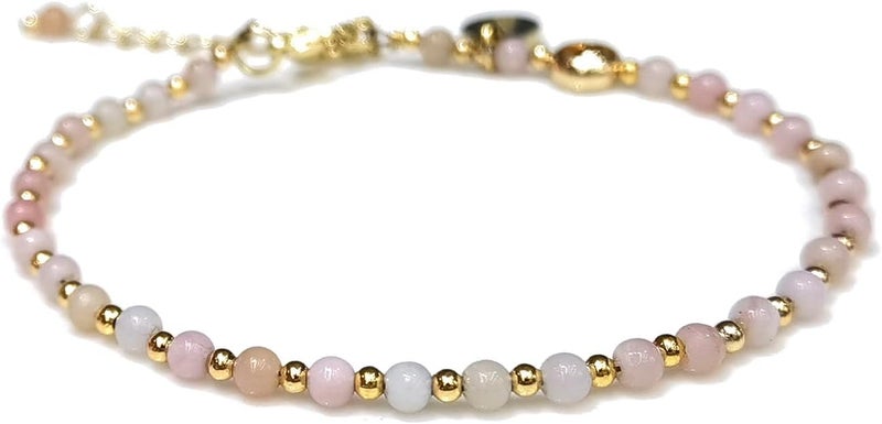 Morchic 3mm Tiny Beads Natural Gemstone Bracelet for Women, Adjustable 7.1" Energy Gem Charm Jewelry, Dainty Handmade Birthday Gift - Image 1